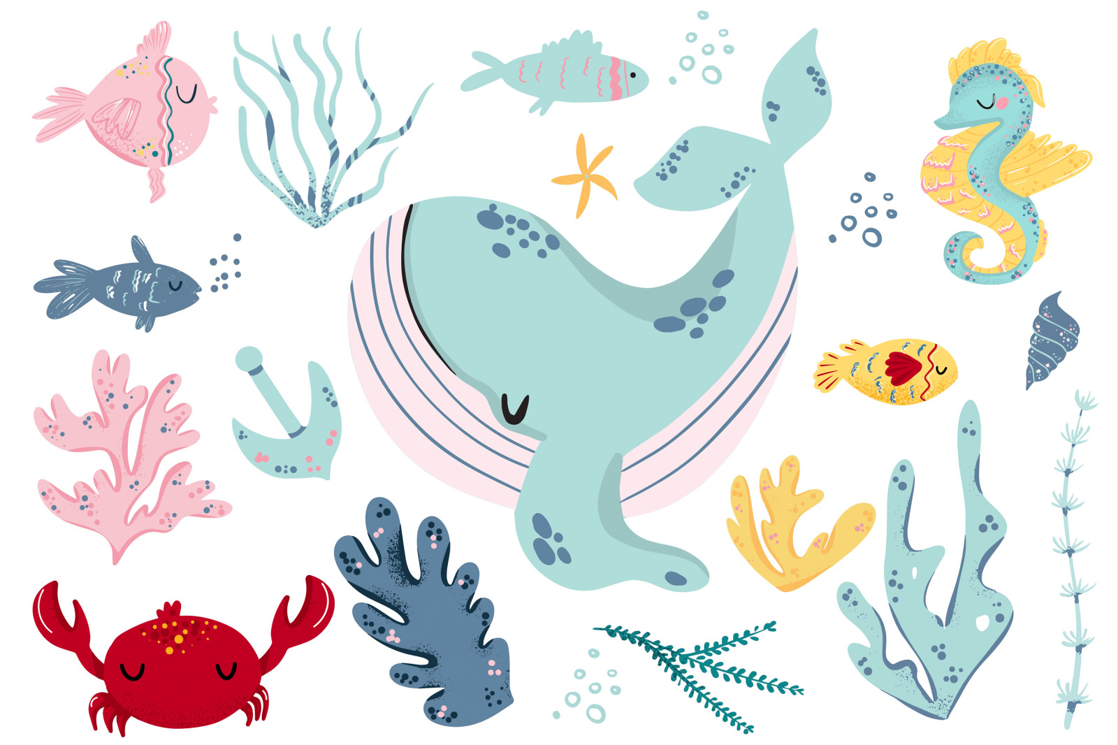 Ocean Life Clipart SVG, PNG