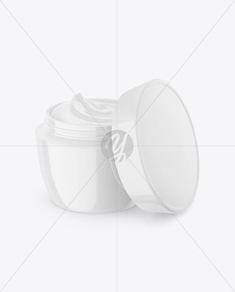 Half Opened Cosmetic Cream Jar Mockup