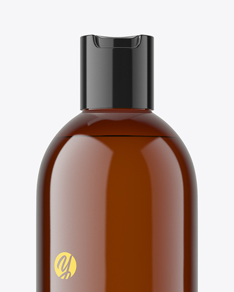 Amber Plastic Cosmetic Bottle Mockup