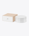 Kraft Box with Glossy Cosmetic Tin Can Mockup