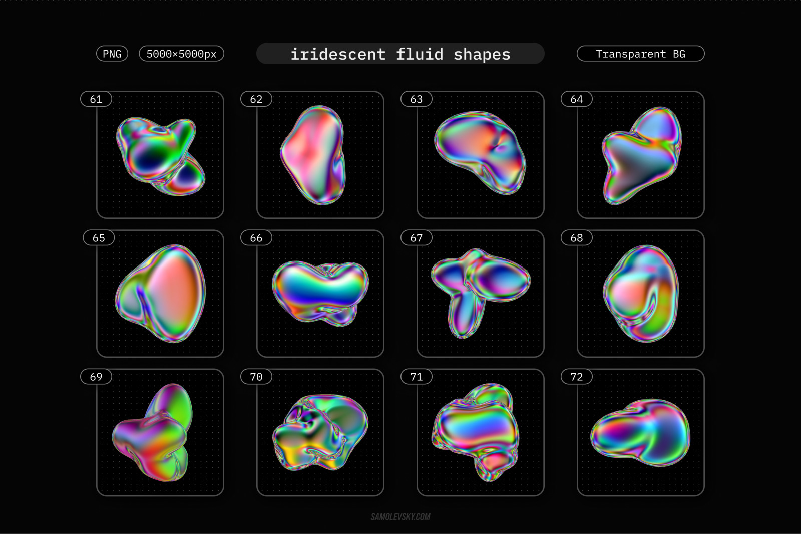 Iridescent fluid 3D shapes collection Iridescent fluid 3D shapes collection