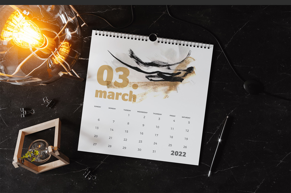 Square Spiral Binding Wall Calendar Mockup Square Spiral Binding Wall Calendar Mockup