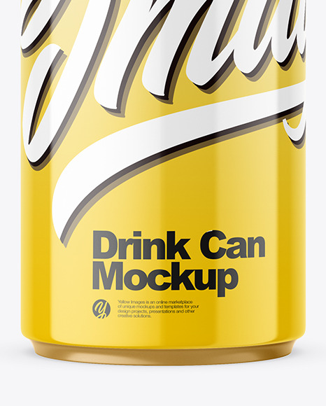 Metallic Drink Can w/ Glossy Finish Mockup