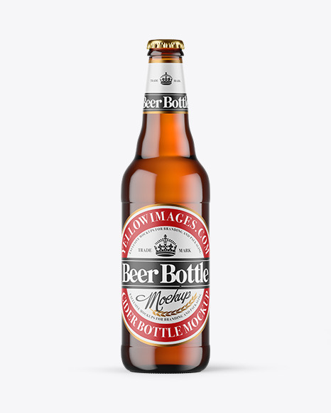 Amber Glass Beer Bottle Mockup