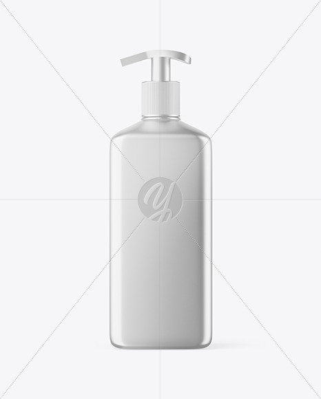 Metallic Square Bottle With Pump Mockup