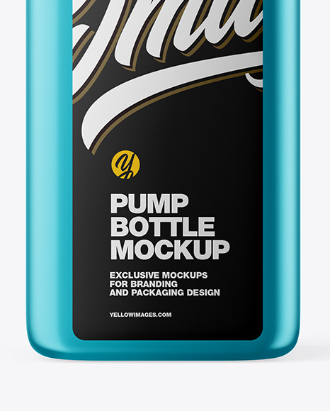 Metallic Square Bottle With Pump Mockup