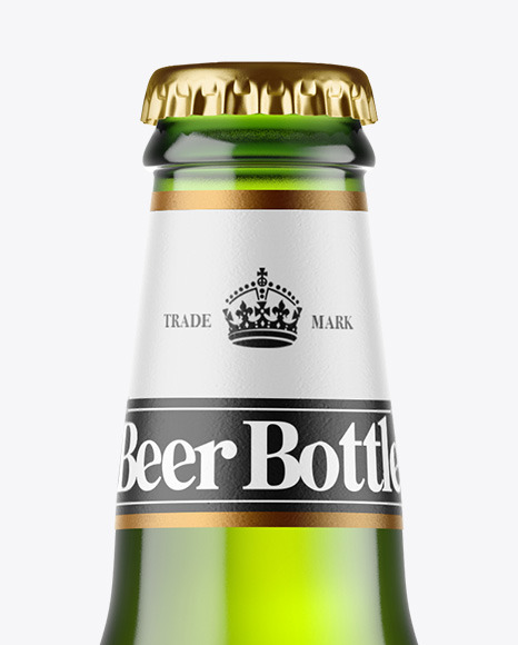 Green Glass Beer Bottle Mockup