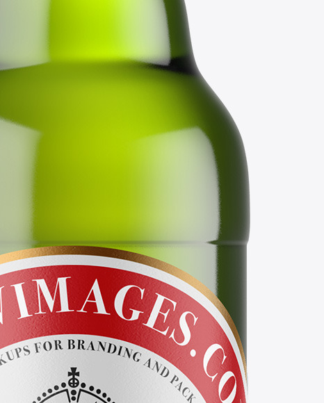 Green Glass Beer Bottle Mockup