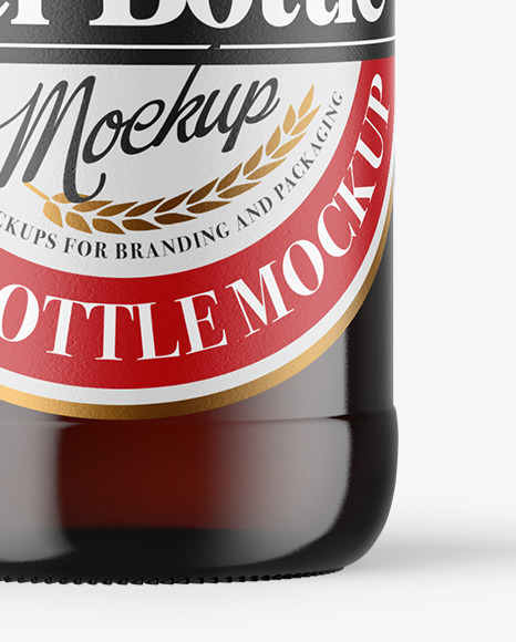 Dark Amber Glass Beer Bottle Mockup