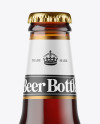 Amber Glass Bottle With Red Ale Mockup