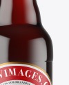 Amber Glass Bottle With Red Ale Mockup