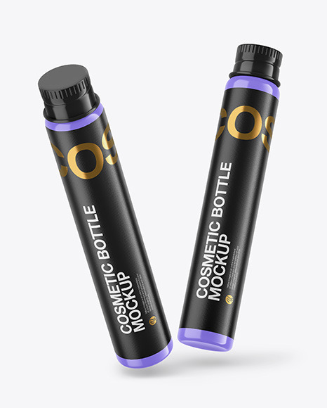 Two Glossy Cosmetic Bottles Mockup