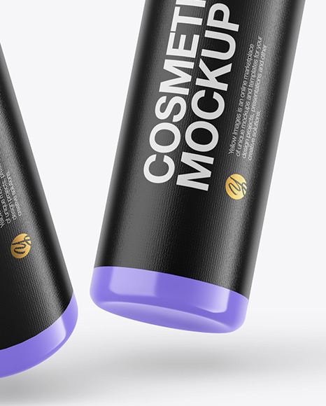 Two Glossy Cosmetic Bottles Mockup