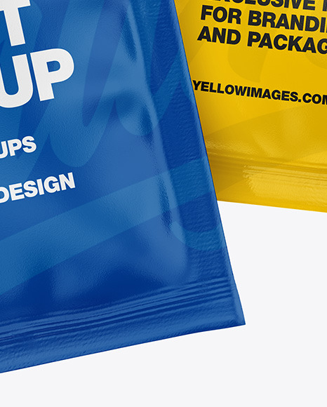 Two Glossy Sachets Mockup