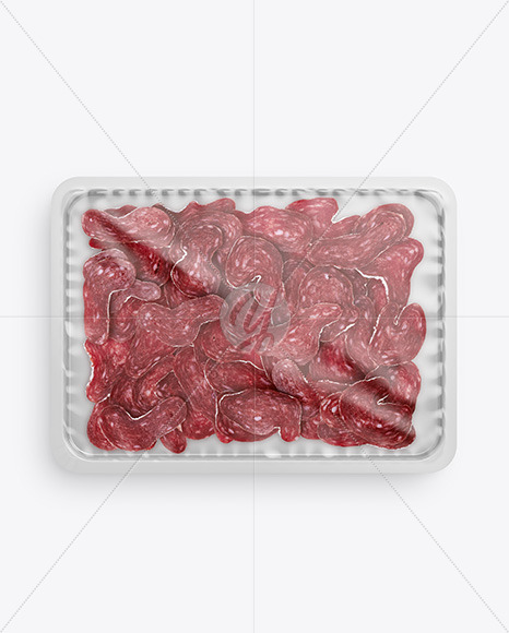 Plastic Tray With Matte Film & Sliced Longaniza Sausage Mockup