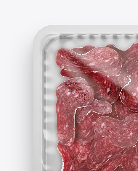 Plastic Tray With Matte Film & Sliced Longaniza Sausage Mockup