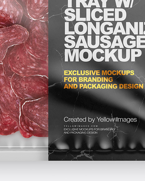 Plastic Tray With Matte Film & Sliced Longaniza Sausage Mockup