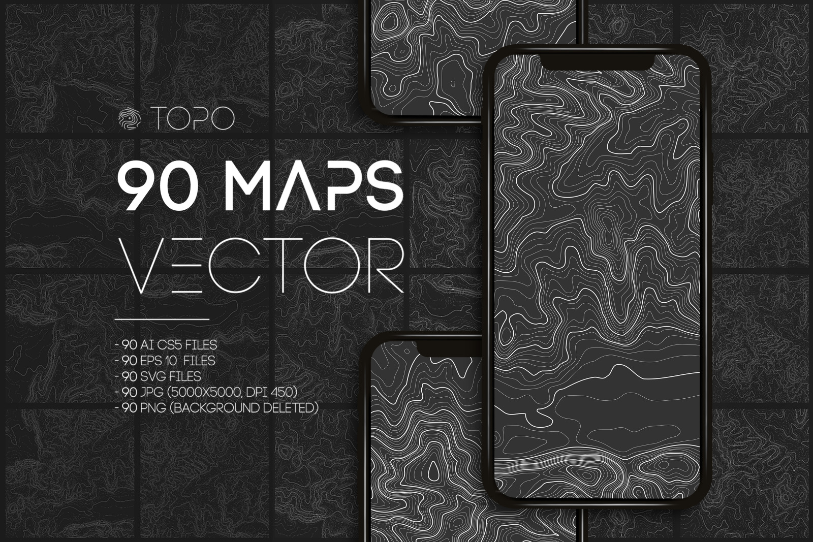 90 Topographic Maps Vector