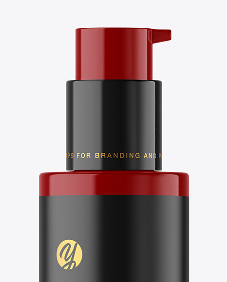 Glossy Cosmetic Bottle with Pump Mockup