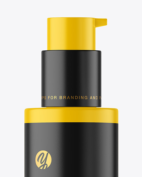 Matte Cosmetic Bottle with Pump Mockup