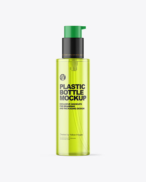 Color Plastic Cosmetic Bottle with Pump Mockup