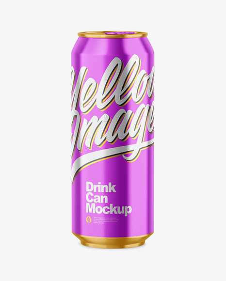 500ml Glossy Metallic Drink Can Mockup