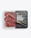 Plastic Tray With Matte Film & Sliced Bresaola Sausage Mockup