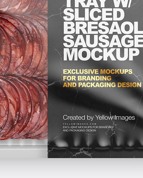 Plastic Tray With Matte Film & Sliced Bresaola Sausage Mockup