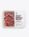 Plastic Tray With Matte Film & Sliced Bresaola Sausage Mockup