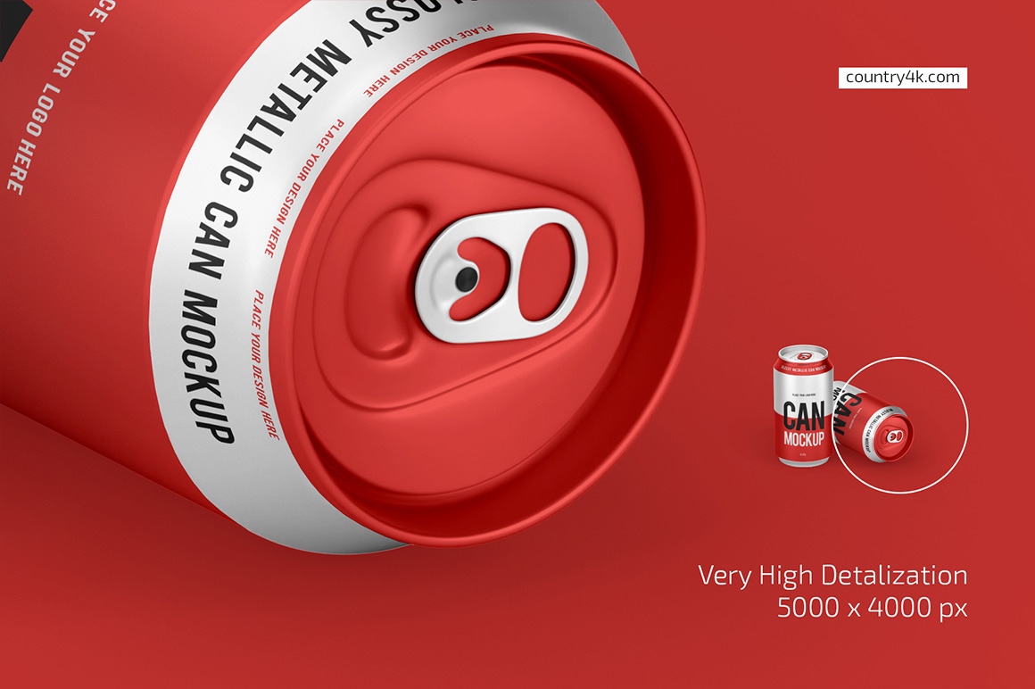 330ml Glossy Metallic Can Mockup Set