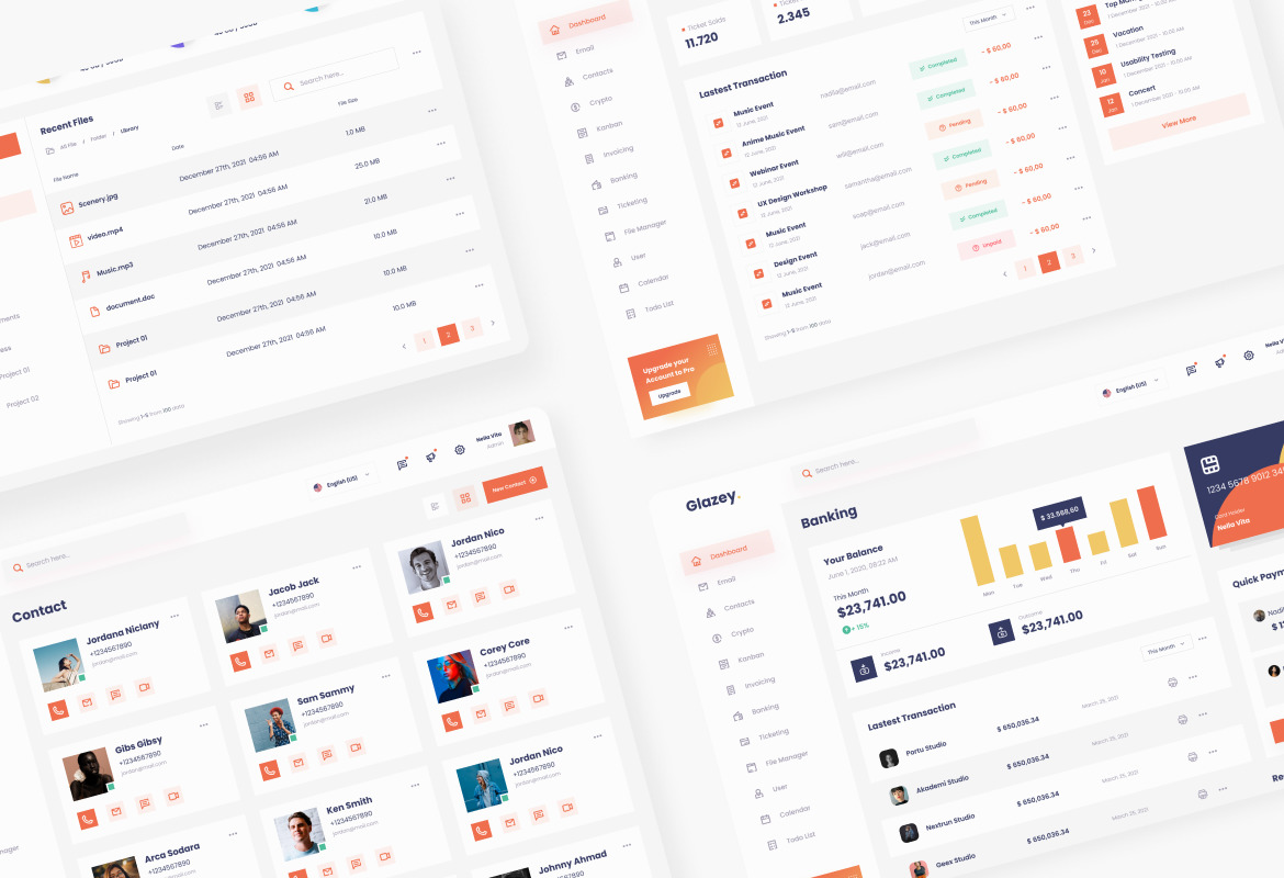 Glazey - Sweet Orange Candy Modern Admin Dashboard