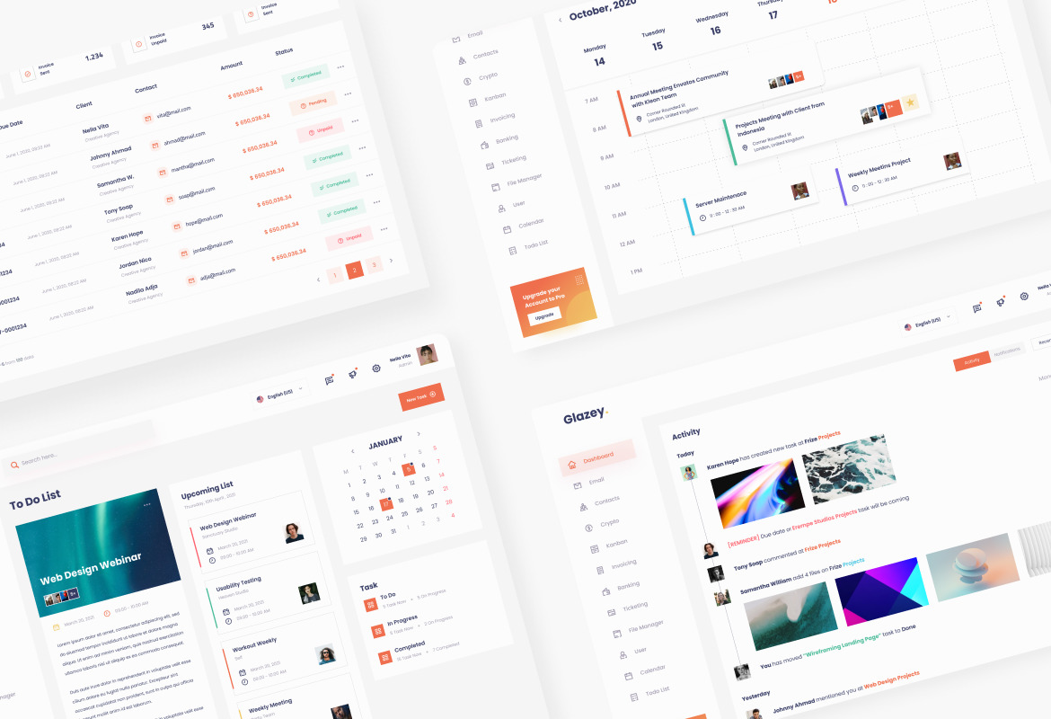 Glazey - Sweet Orange Candy Modern Admin Dashboard