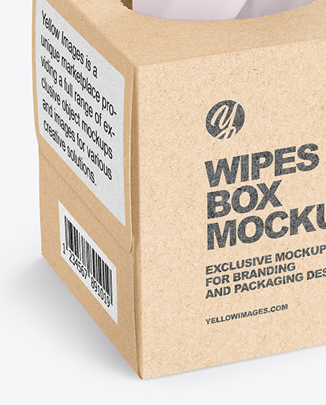 Kraft Paper Box w/ Wipes Mockup