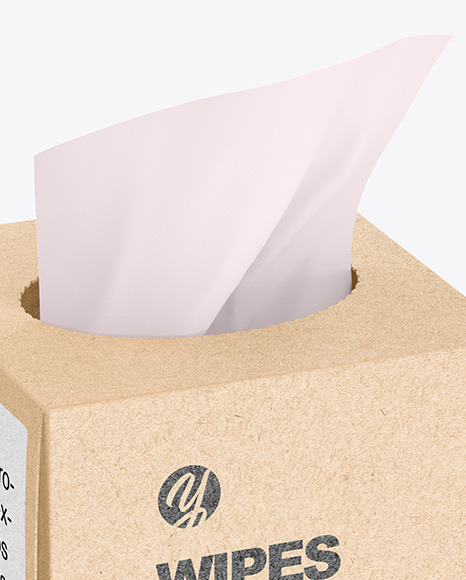 Kraft Paper Box w/ Wipes Mockup