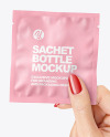 Matte Sachet Mockup in a Hand Mockup