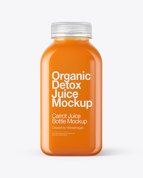 Square Carrot Juice Bottle Mockup