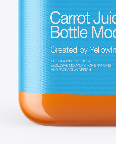 Square Carrot Juice Bottle Mockup