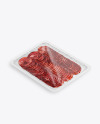 Plastic Tray With Glossy Film &amp; Sliced Bresaola Sausage Mockup