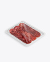 Plastic Tray With Matte Film & Sliced Bresaola Sausage Mockup