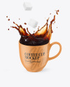 Ceramic Cup w/ Coffee Splash and Sugar Cubes Mockup