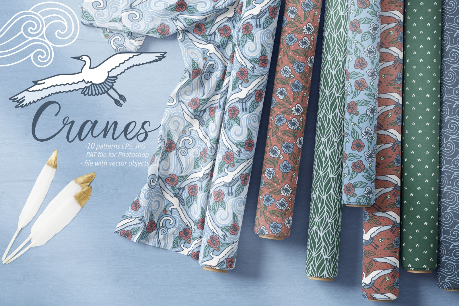 Cranes Birds Pattern Collection Cranes Birds Pattern Collection