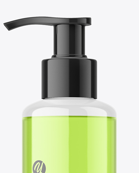 Clear Plastic Bottle with Pump Mockup