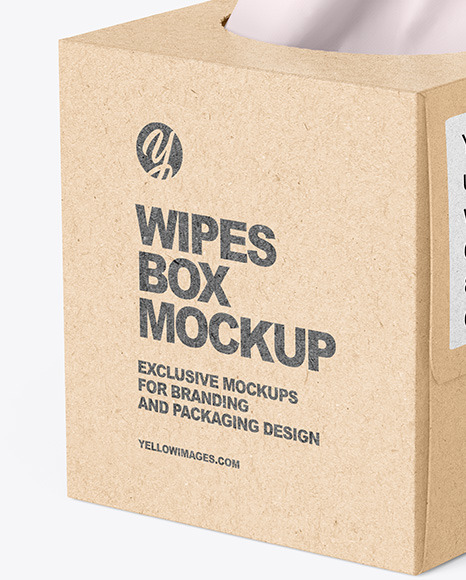 Kraft Paper Box w/ Wipes Mockup