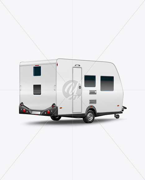 Camper Trailer Mockup - Back Half Side View
