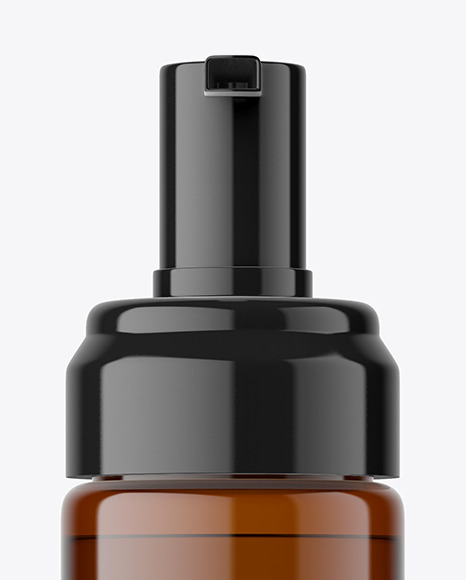 Amber Cosmetic Bottle with Pump Mockup