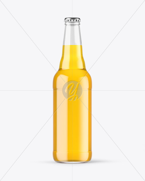 Clear Glass Lager Beer Bottle Mockup