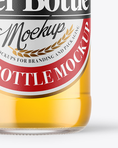 Clear Glass Lager Beer Bottle Mockup