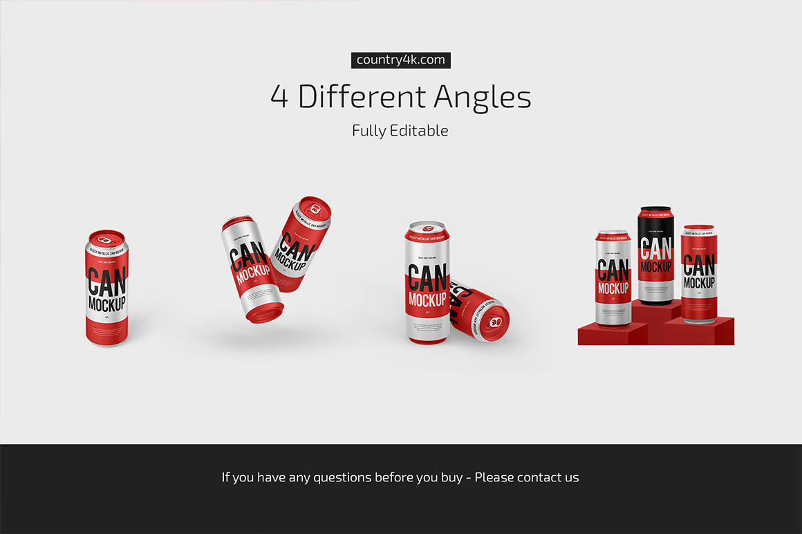 500ml Glossy Metallic Can Mockup Set 500ml Glossy Metallic Can Mockup Set