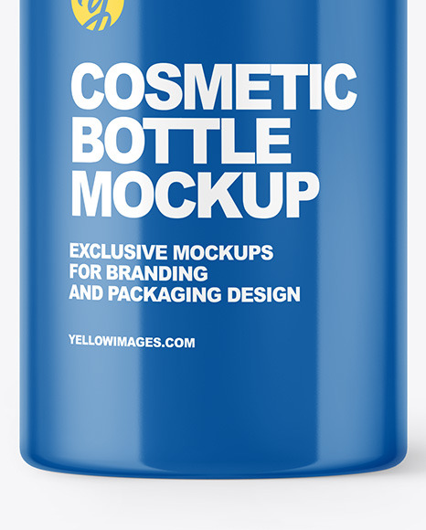 Glossy Cosmetic Bottle with Pump Mockup