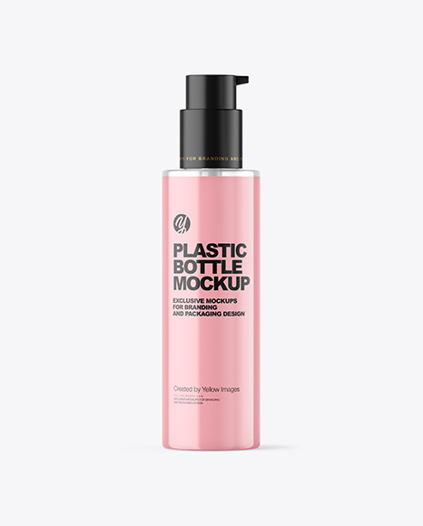 Clear Liquid Soap Cosmetic Bottle with Pump Mockup